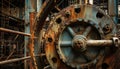 Abandoned factory, rusty machinery, weathered steel, obsolete equipment generated Royalty Free Stock Photo