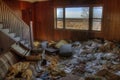 An Abandoned Farm House in Rural South Dakota Agricultural Country loses against to the Elements