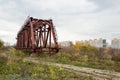 Abandoned farm railway bridge at the station Pererva in Moscow