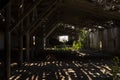 Old abandoned house frame from the inside.