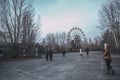 Abandoned Ferris wheel in the amusement park Pripyat city, Chernobyl region, Ukraine