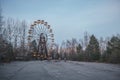 Abandoned Ferris wheel in the amusement park Pripyat city, Chernobyl region, Ukraine