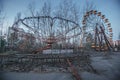 Abandoned Ferris wheel in the amusement park Pripyat city, Chernobyl region, Ukraine