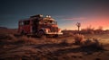 Eerily Realistic Unreal Engine Sunset: Detailed Atmospheric Portraits Of An Old Bus In The Desert