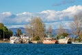 Abandoned fishing boats at Fanari port, Greece Royalty Free Stock Photo