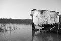 abandoned fishing and shrimp boat near folly beach south carolina