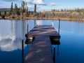 Abandoned floating dock for swimming in lake Royalty Free Stock Photo