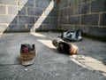 Abandoned footwear and bag