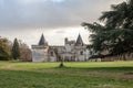 Abandoned French castle, a chateau, for real estate sale, neglected, in the aquitaine region, in France, in a vineyard area