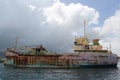 An abandoned general cargo ship `Anina` built 1970 and left to rust in the Bay of St. George`s Grenada