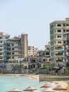 Abandoned ghost town of Varosha (Famagusta) in Northern Cyprus - Beach resort vertical 2