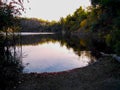 Abandoned autumn granite quarry on the outskirts of the Dnieper