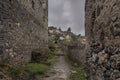 Abandoned Greek Village Kayakoy in Turkey ander gloomy sky Royalty Free Stock Photo