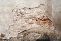 Abandoned grunge cracked brick stucco wall Royalty Free Stock Photo