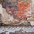 Abandoned grunge cracked brick wall Royalty Free Stock Photo