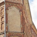 Abandoned grunge cracked red brick building. Royalty Free Stock Photo