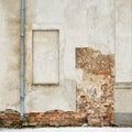Abandoned grunge house, cracked brick stucco wall Royalty Free Stock Photo