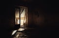 Abandoned hallway with light at the end Royalty Free Stock Photo