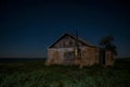 Night landscape with abandoned spooky house Royalty Free Stock Photo