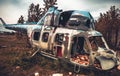 Abandoned helicopter at the airfield