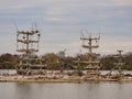 Abandoned heron rookery: Fall descends on a blue heron rookery  leaving it empty from use in spring and summer Royalty Free Stock Photo