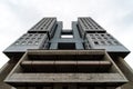 Abandoned high-rise building, cloudy weather, copy space. Unfinished shell construction. House of Soviets in Kaliningrad, Russia Royalty Free Stock Photo