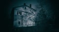 Abandoned horror house at night