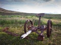 Abandoned horse pulled grass cutter in Iceland