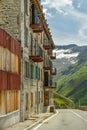 Abandoned hotel Belvedere in one of the many curves along the Furkapass mountain pass in Swiss Alps