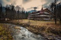 Abandoned hotel in the village of Zdiar in High Tatra Mountains Royalty Free Stock Photo