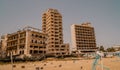 Abandoned hotels and buildings in the beach resort of Maras. Varosha, Cyprus.