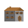 Abandoned house with boarded up windows. vector illustration Royalty Free Stock Photo