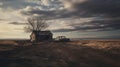 Abandoned House And Car Atmospheric And Moody Landscape Photography