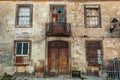 Abandoned house frontage in old Porto downtown. Royalty Free Stock Photo