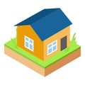 Abandoned house icon isometric vector. Old onestory house on overgrown land plot