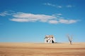 an abandoned house in the middle of a field Royalty Free Stock Photo