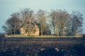 Abandoned house. Old abandoned ruined prairie house. Royalty Free Stock Photo