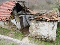 Abandoned, house and outdoor with war, ruins and destruction of countryside property from bomb. Warzone, building or