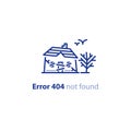 Abandoned house, spooky place, dilapidated building, error 404 page not found message Royalty Free Stock Photo