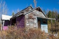 Abandoned house surrounded by overgrown plants