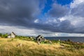 Abandoned houses in the Baltic Sea. Shore, nature and ruins facilities architecture concept.