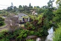 Abandoned houses in Maori village Whakarewarewa, New Zealand Royalty Free Stock Photo