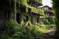 abandoned houses with overgrown vegetation