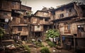 Abandoned huts, houses or slums. Generative AI