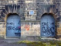 Abandoned industrial building in england with graffiti