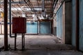 The abandoned industrial building. Fantasy interior scene Royalty Free Stock Photo