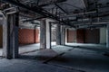 The abandoned industrial building. Fantasy interior scene Royalty Free Stock Photo