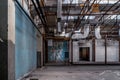 The abandoned industrial building. Fantasy interior scene Royalty Free Stock Photo