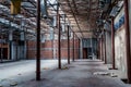 The abandoned industrial building. Fantasy interior scene Royalty Free Stock Photo