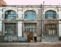 Abandoned building with large windows in Kharkiv